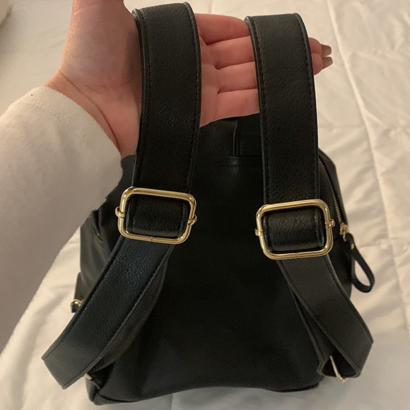 JustFab Faux Leather Mini Backpack, Black - Picture 2 of 5